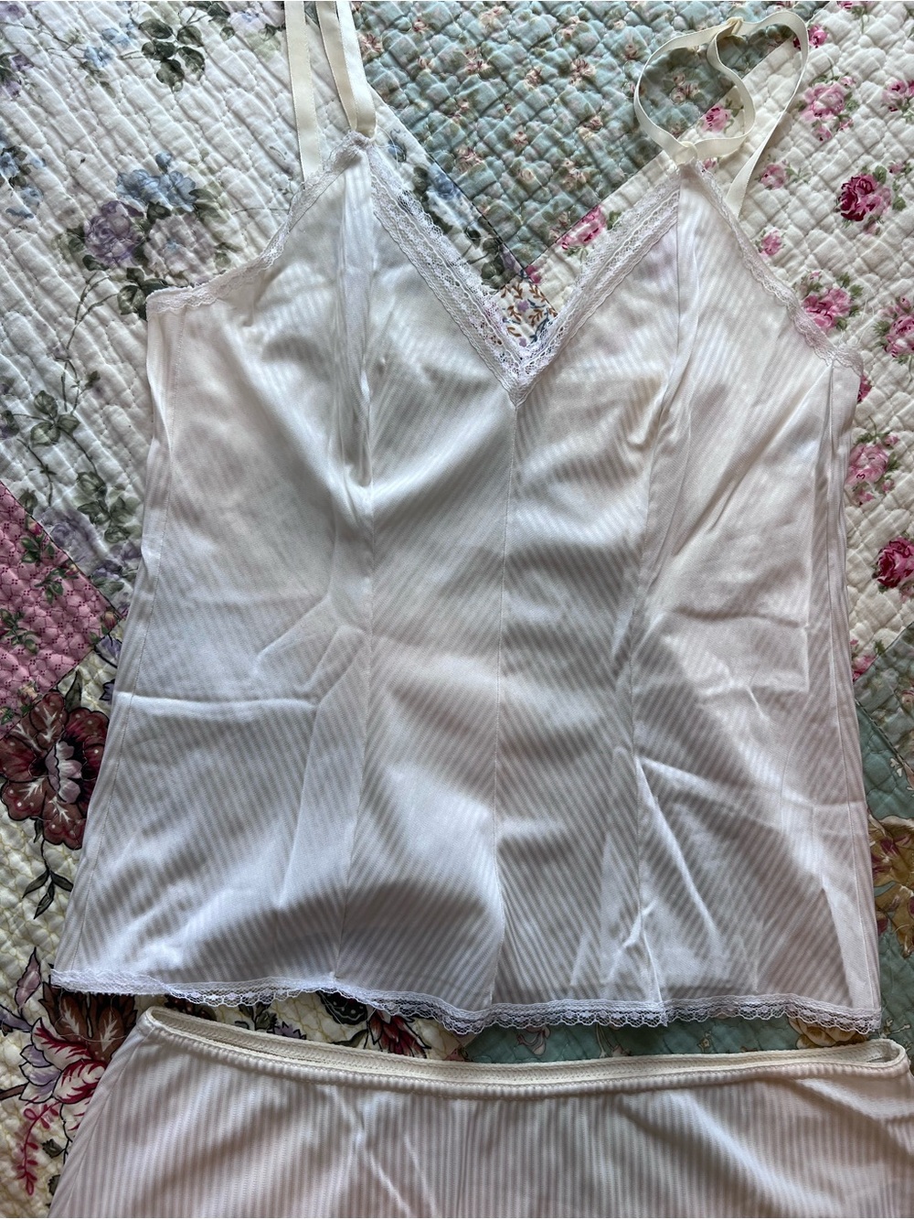 Vintage Stellar Foundations Shadow Stripe Camisole Slip Skirt Set Small ILGWU - Picture 2 of 9